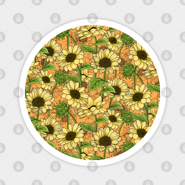 Sunflowers Pattern Magnet by Designoholic